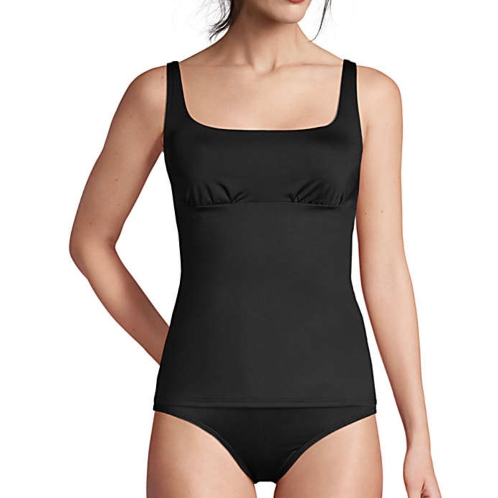 Petite Square Neck Underwire Tankini Swimsuit Adjustable Straps Lands End - 8P